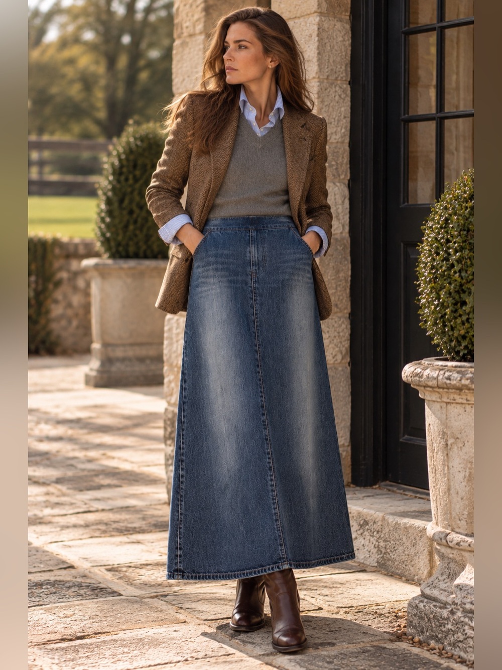 Jacob Denim Maxi Skirt Size 5/6 Like New